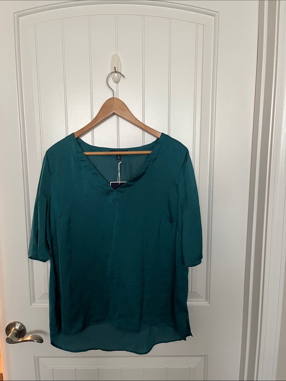 Kaari Blue Teal V-Neck Blouse
